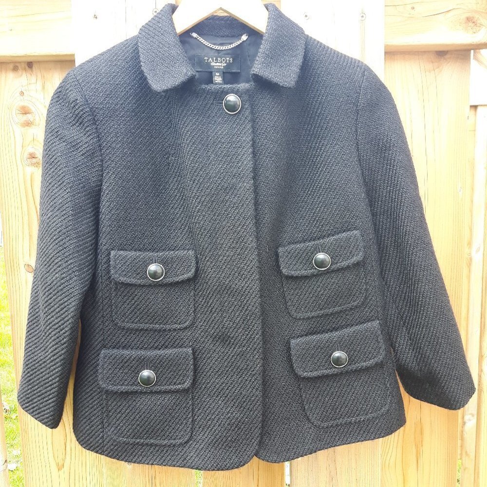 Talbots Blazer Wool Blend Black 6P NWOT